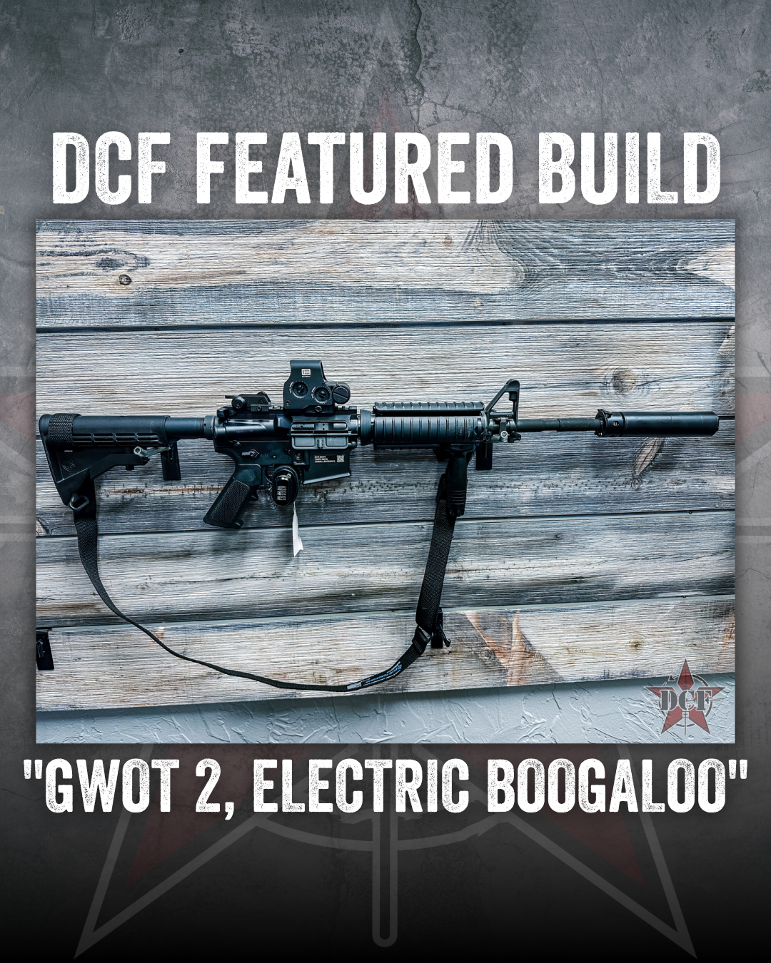 DCF Guns custom build – GWOT 2, Electric Boogaloo, a black retro-style M4 carbine