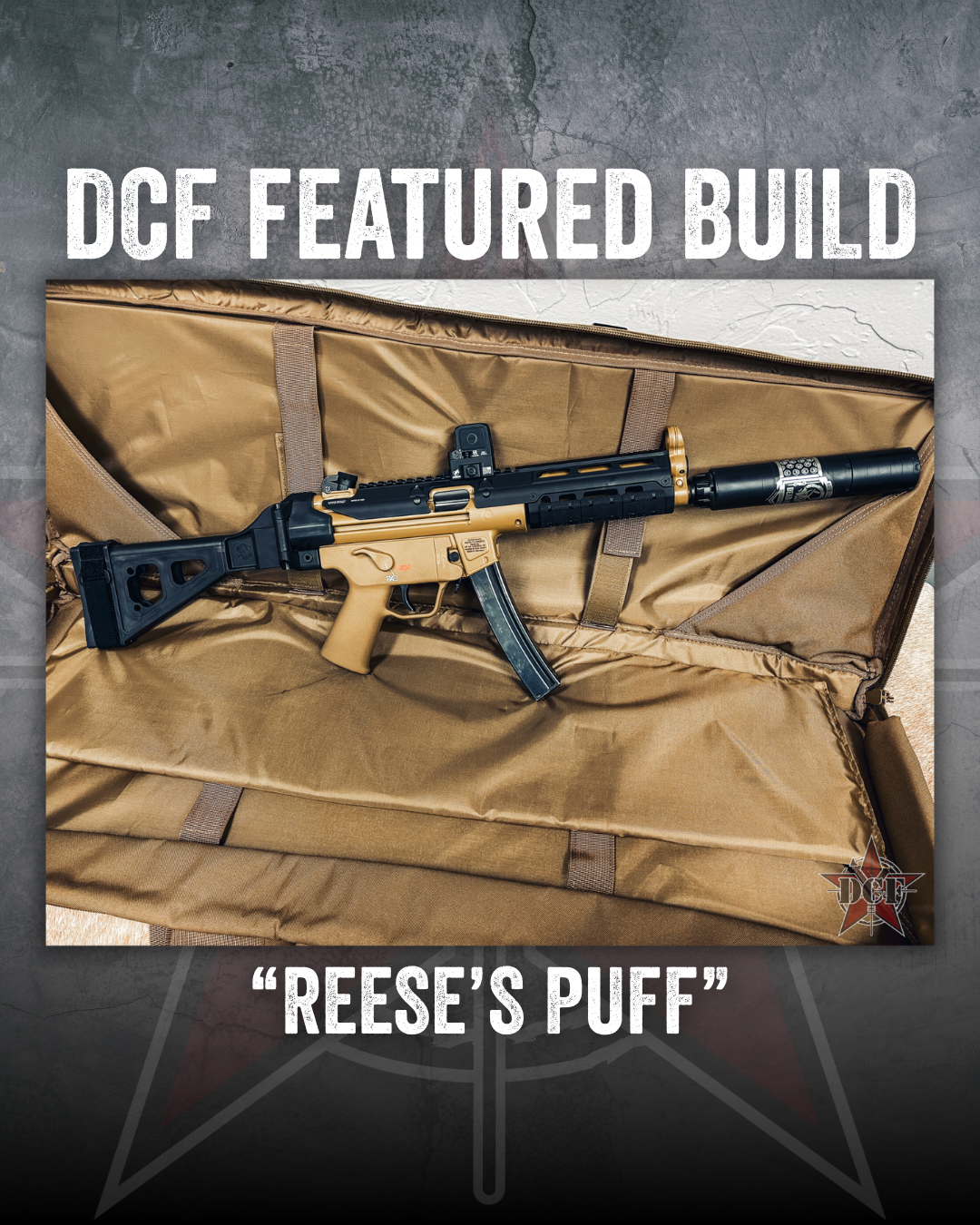 DCF Guns custom build – Reese's Puff, an FDE AR pistol with suppressor