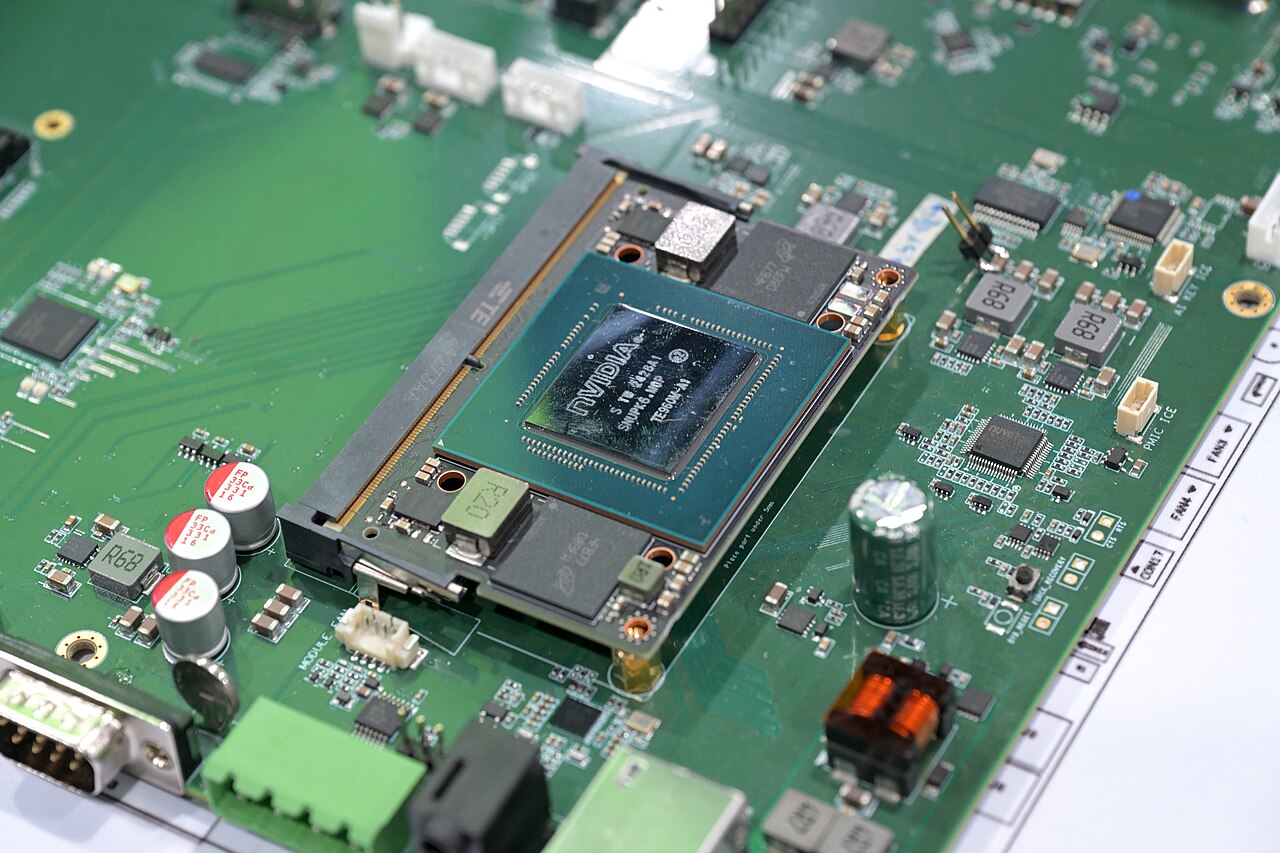 An Nvidia Jetson Orin NX on a motherboard at Computex Taipei 2025