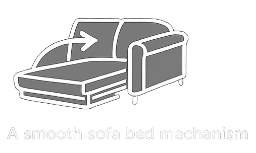 a grey couch with white text