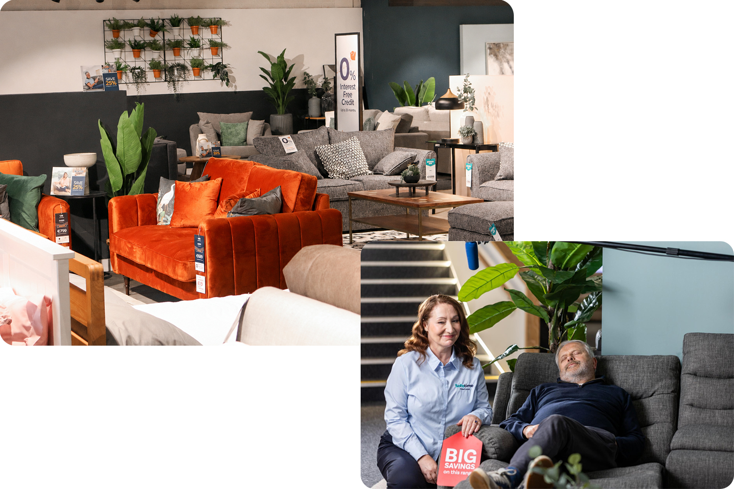 a collage of people in a furniture store a collage of people in a furniture store