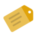 a yellow tag with black text a yellow tag with black text