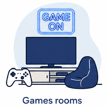 a video game room with a gaming controller and a tv a video game room with a gaming controller and a tv