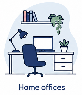 a computer desk with a lamp and plant a computer desk with a lamp and plant