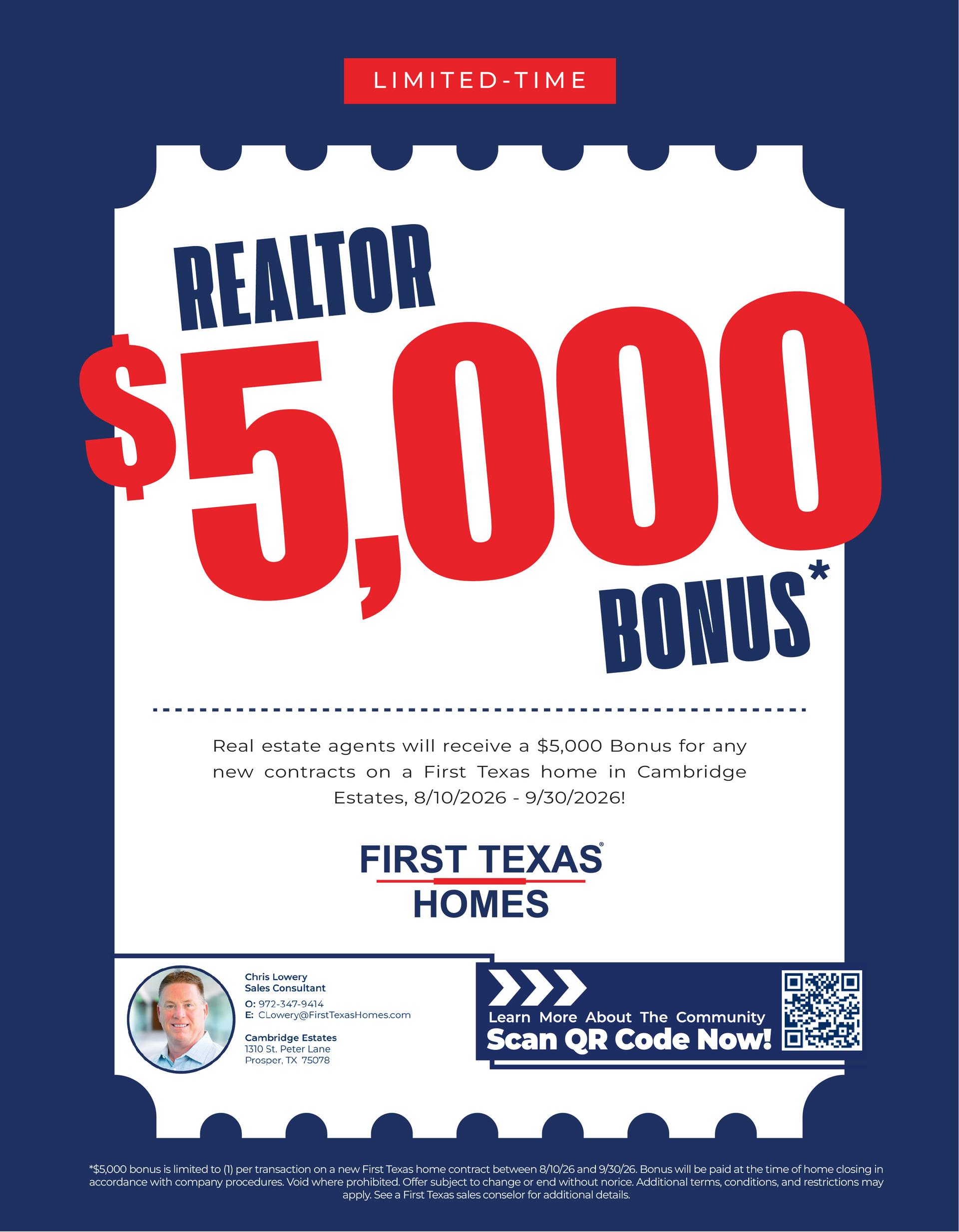 $5K Realtor Bonus in Cambridge Estates!