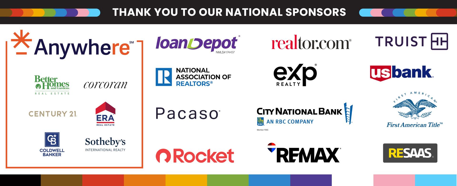 Thank you to the national sponsors and corporate partners of the LGBTQ+ Real Estate Alliance