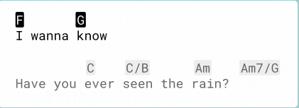 animation of the chords & lyrics view