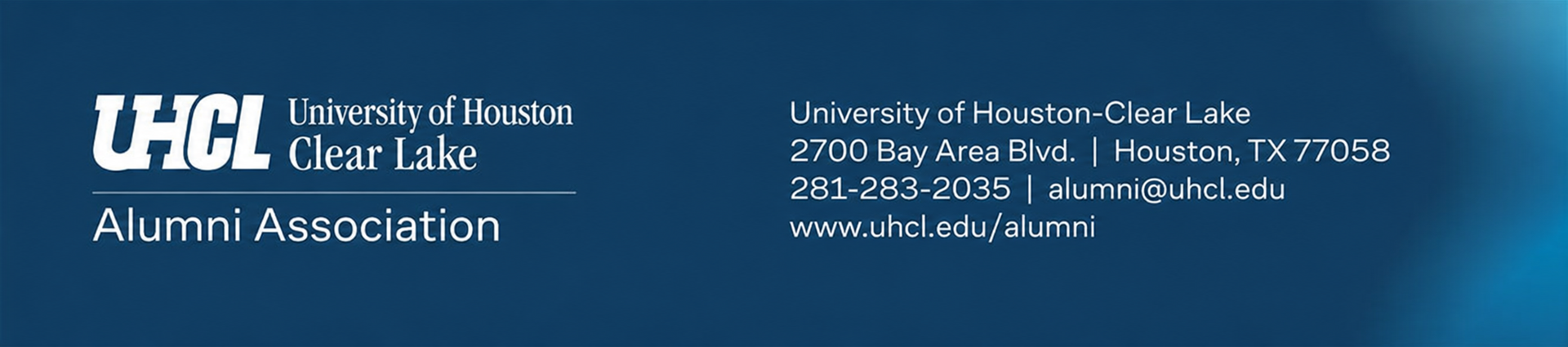 UHCL Alumni Association and contact information. University of Houston-Clear Lake 2700 Bay Area Blvd. Houston, TX 77058 281-283-2035 alumni@uhcl.edu www.uhcl.edu/alumni
