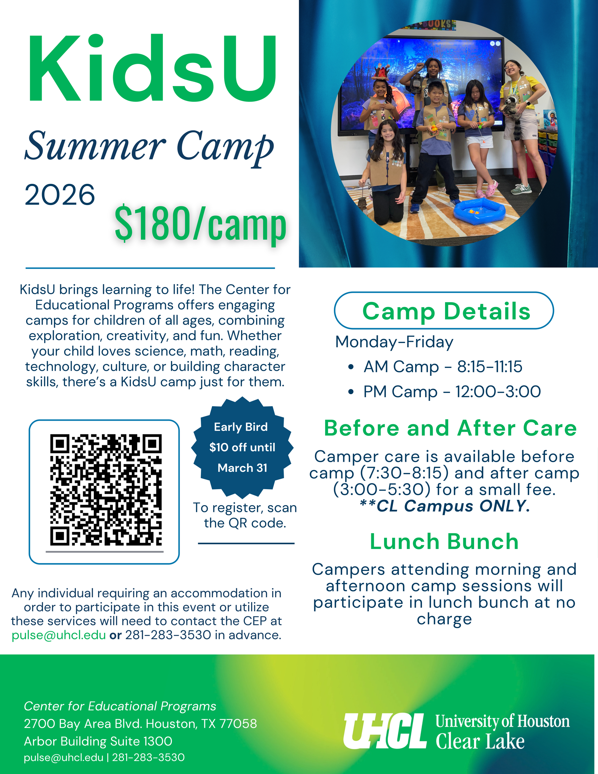 Kids U summer camp flyer.