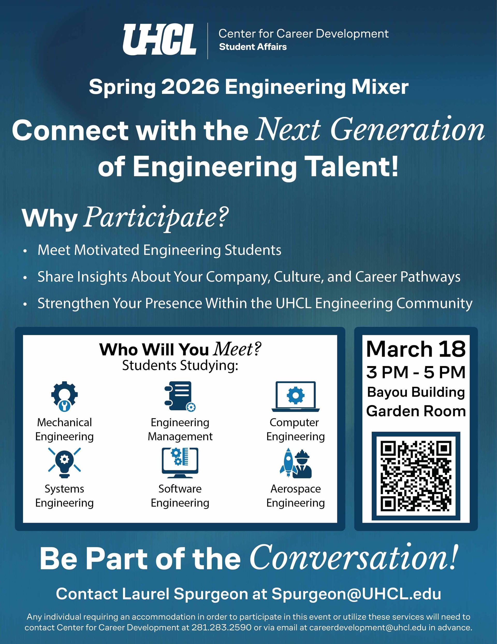UHCL Engineering Mixer on March 18 connecting students faculty and industry partners for networking and career exploration.