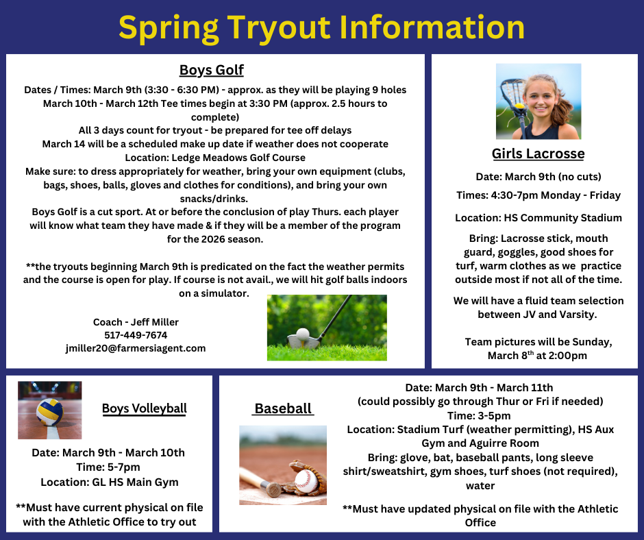  Athletic Spring Tryout information page 2
