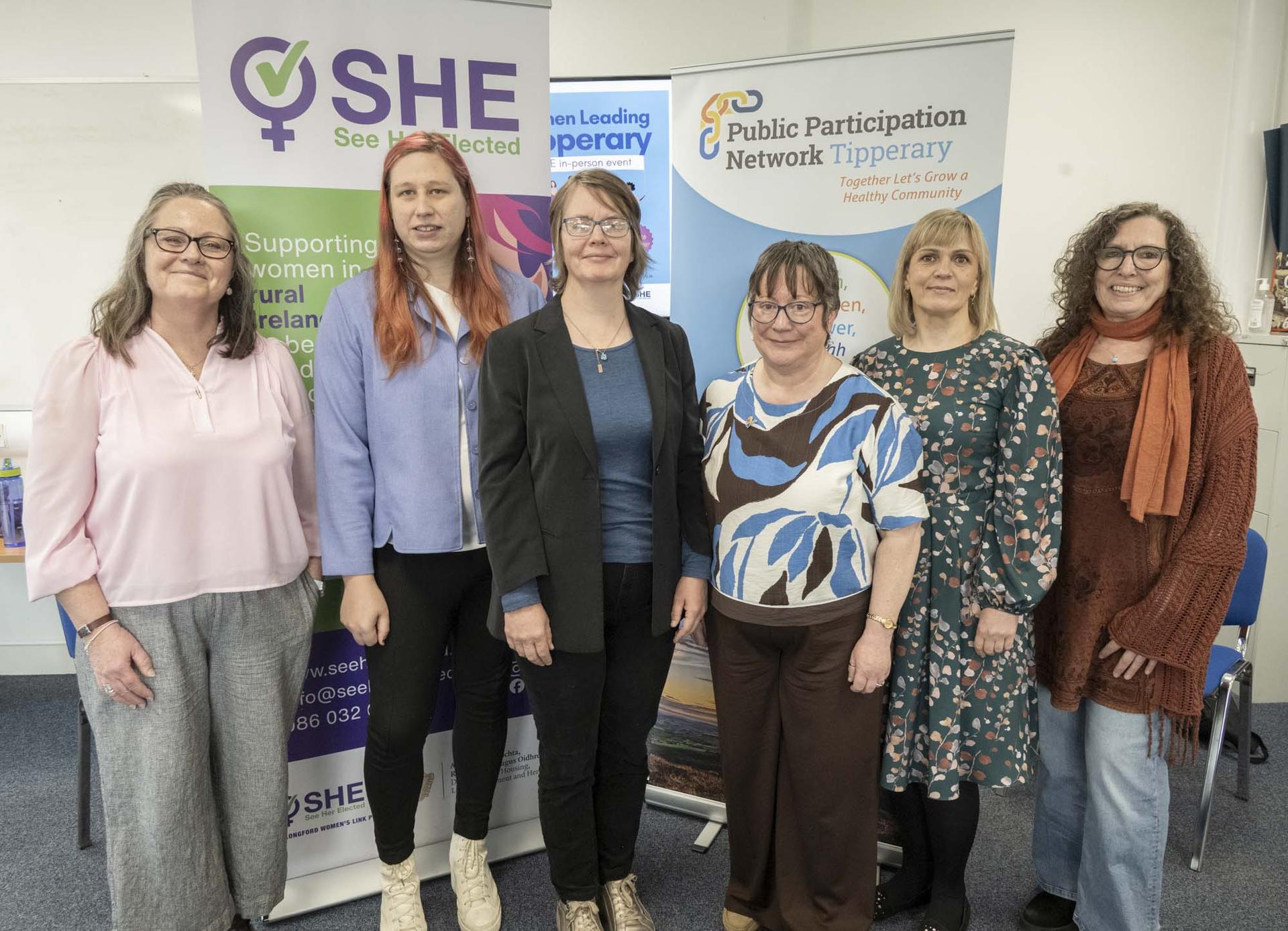 L to R: Dr. Michelle Maher (SHE Programme Manager), panel members Lily Torode, Iva Pocock, Mary McMahon, Sandra Lakaciauskaite, and Ruth Smith (Tipperary PPN Coordinator)
