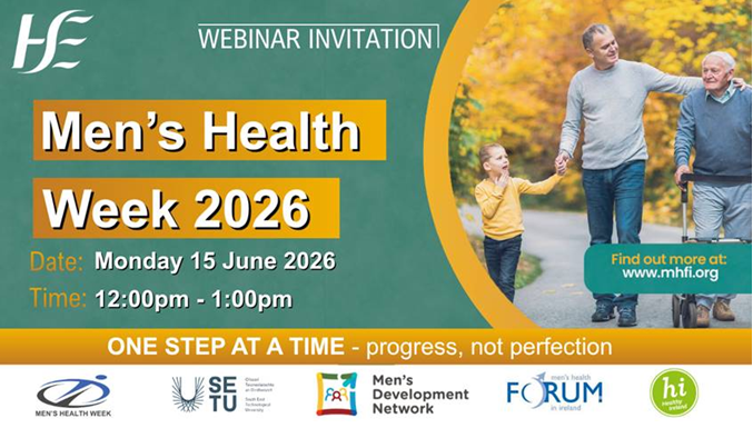 Poster: Men's Health Week 2026 Webinar Monday 15th June from 12.00 to 1.00 pm 