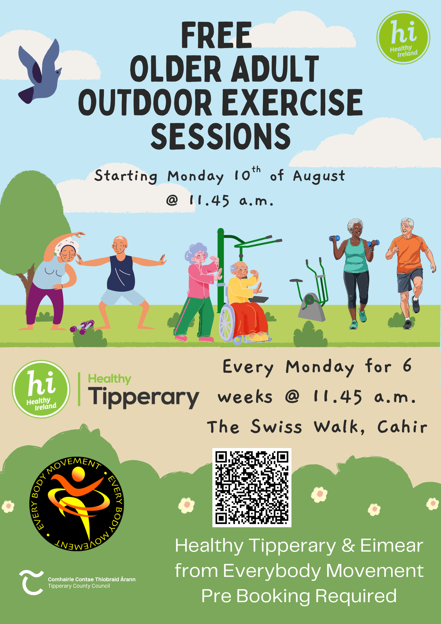 Free Older Adult Outdoor Exercise sessions poster details below