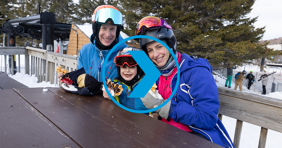 Family enjoying a waffle at Killington Resort