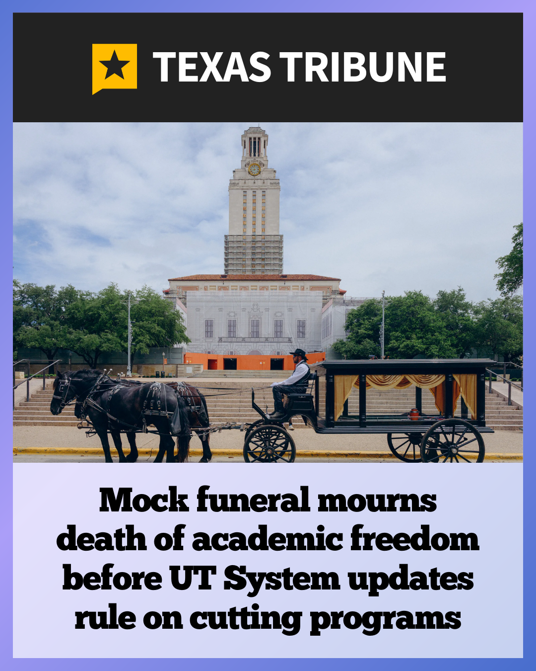 Mock funeral mourns death of academic freedom before UT System updates rule on cutting programs