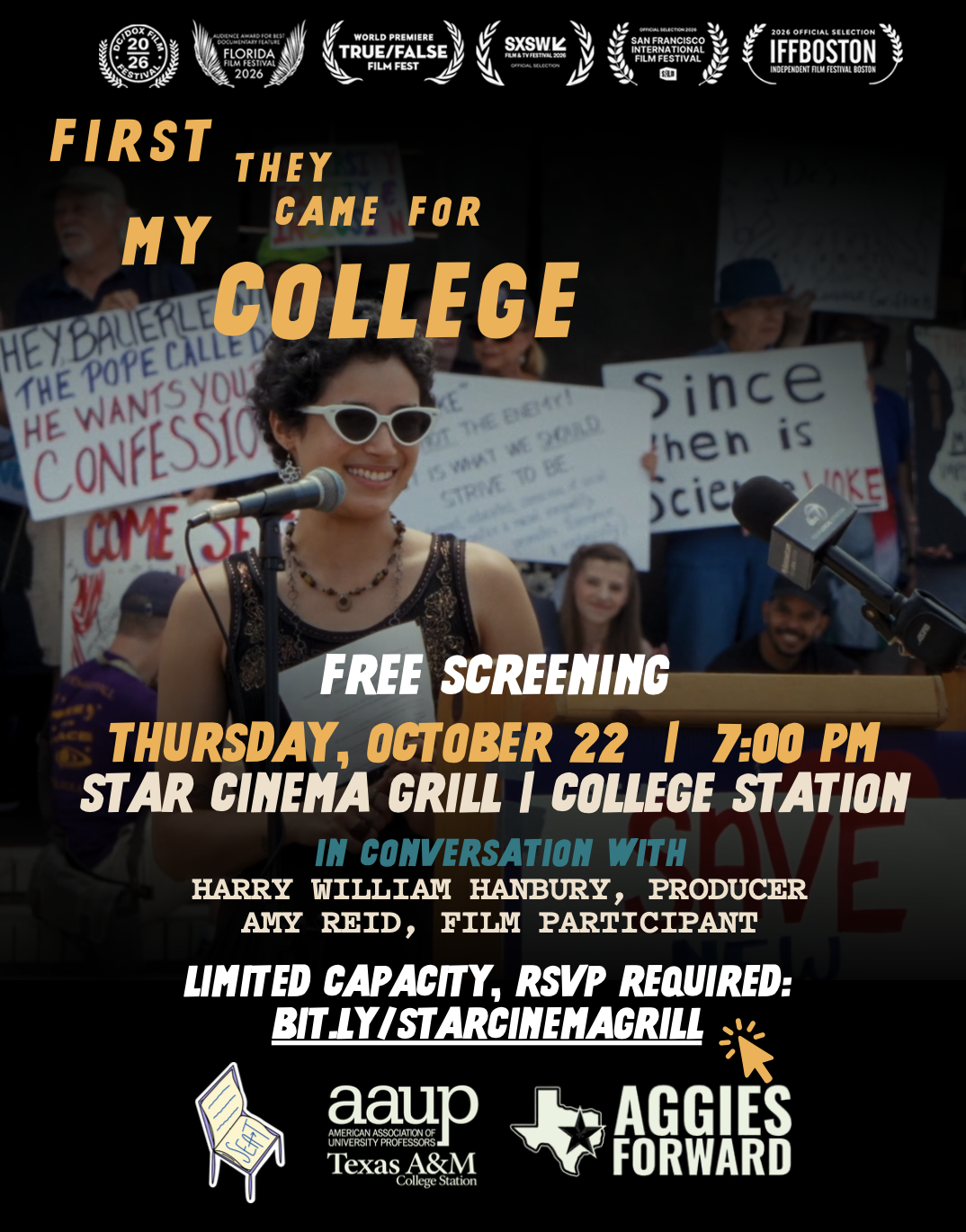 First They Came For My College Screening in College Station