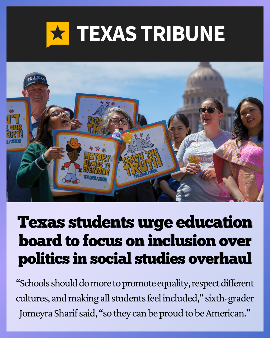 Texas students urge education board to focus on inclusion over politics in social studies overhaul