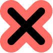 a red x symbol on a black background