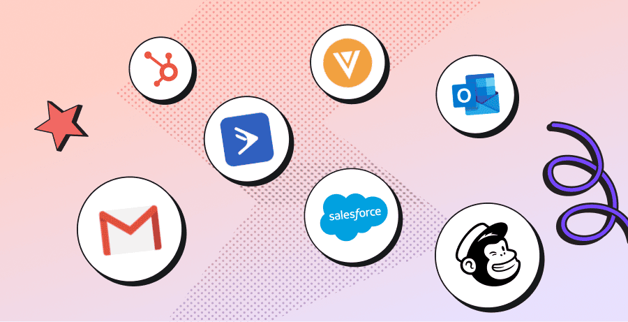 a group of circles with different colored icons of email platforms