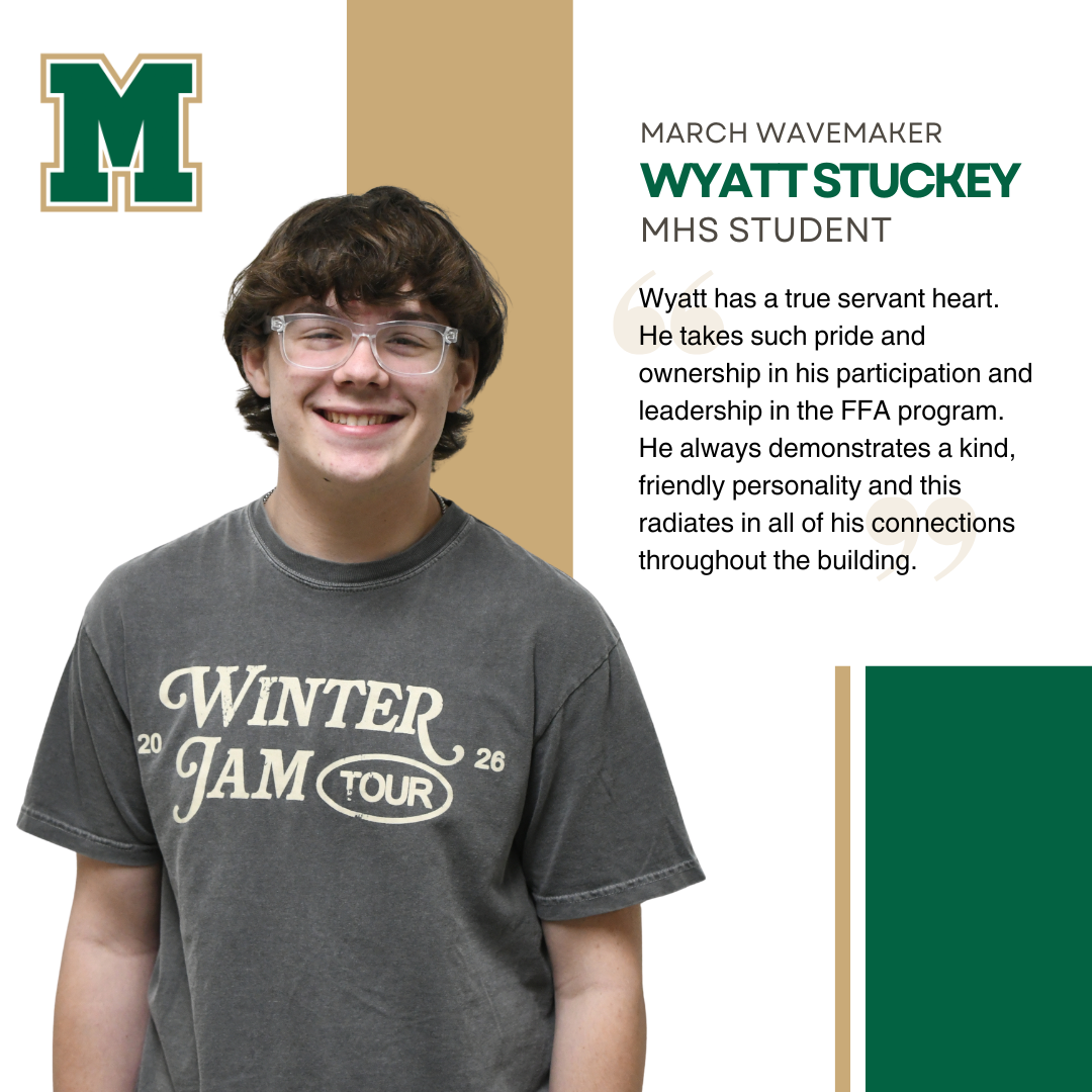 Wyatt Stuckey, Mattoon High School | "Wyatt has a true servant heart. He takes such pride and ownership in his participation and leadership in the FFA program. He always demonstrates a kind, friendly personality and this radiates in all of his connections throughout the building."