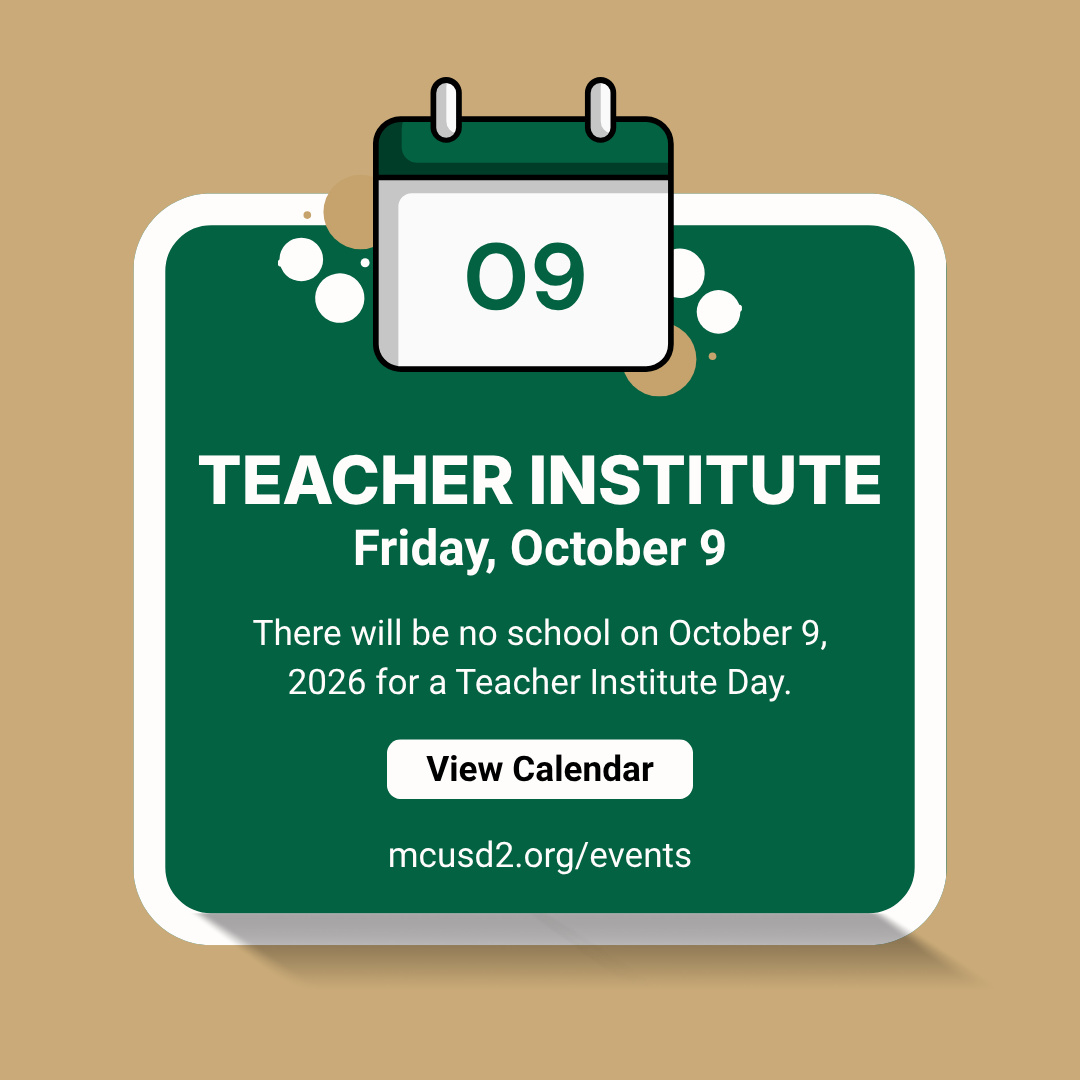 Calendar Pop-Up: Teacher Institute, Friday, October 9, No School