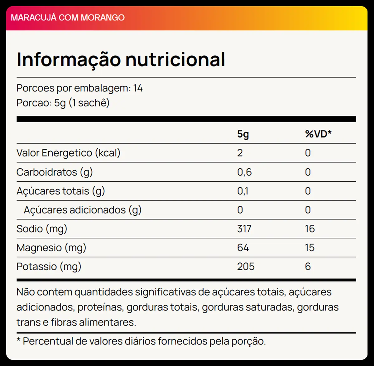 Informação nutricional LIQUIDZ