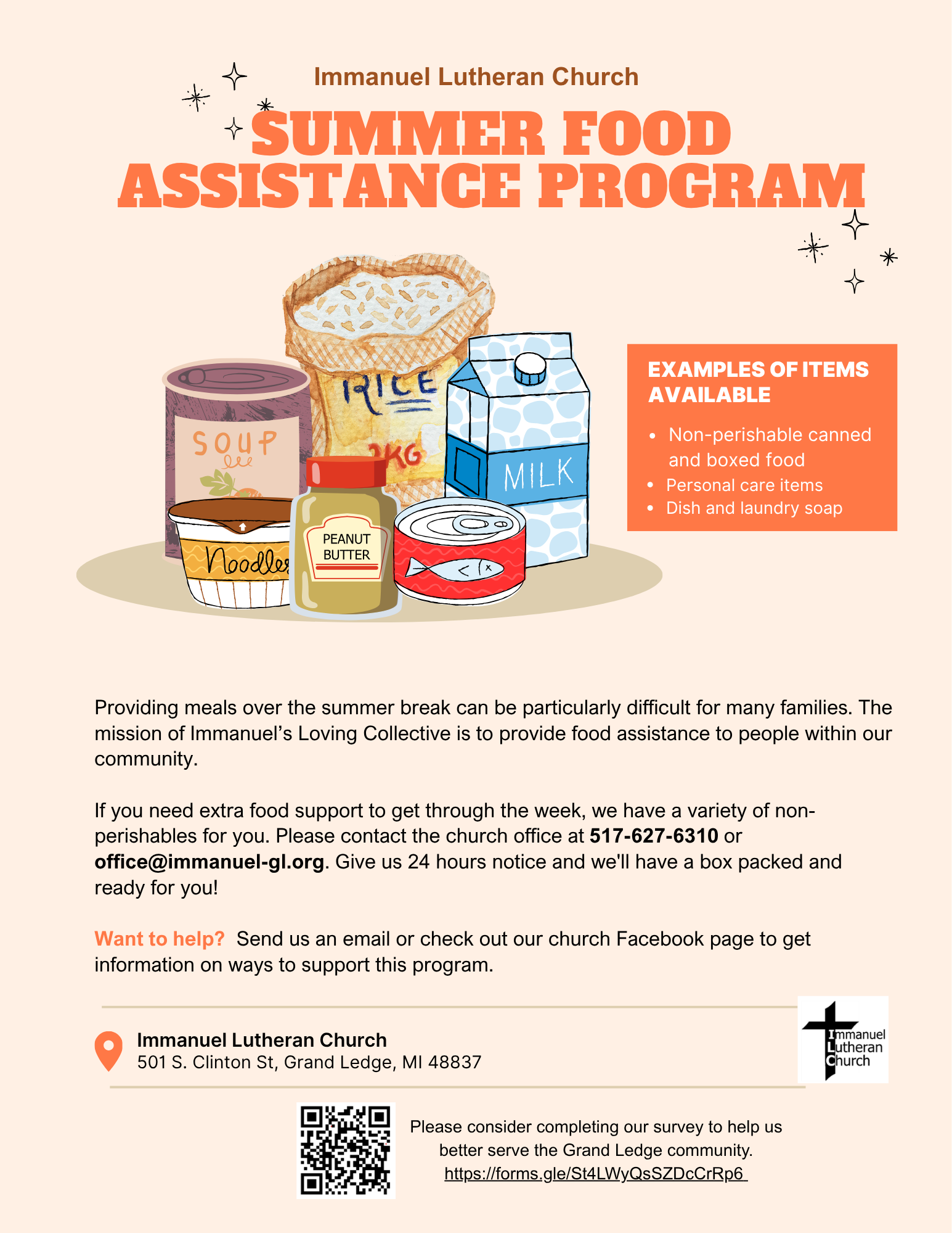 Summer Food Assistance Program from Immanuel Lutheran Church Summer Food Assistance Program from Immanuel Lutheran Church