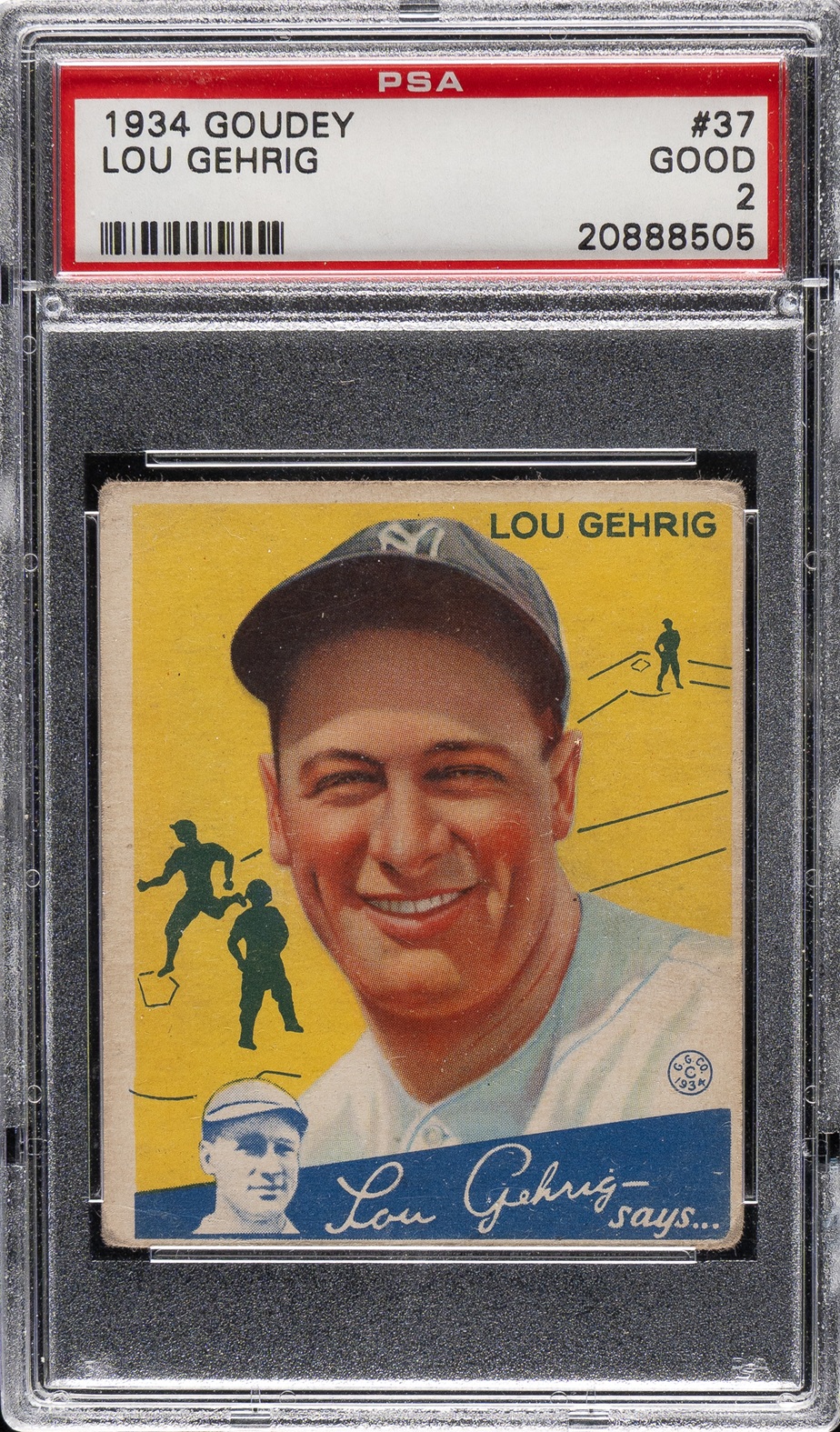 1934 R320 Goudey #37 Lou Gehrig PSA GOOD 2