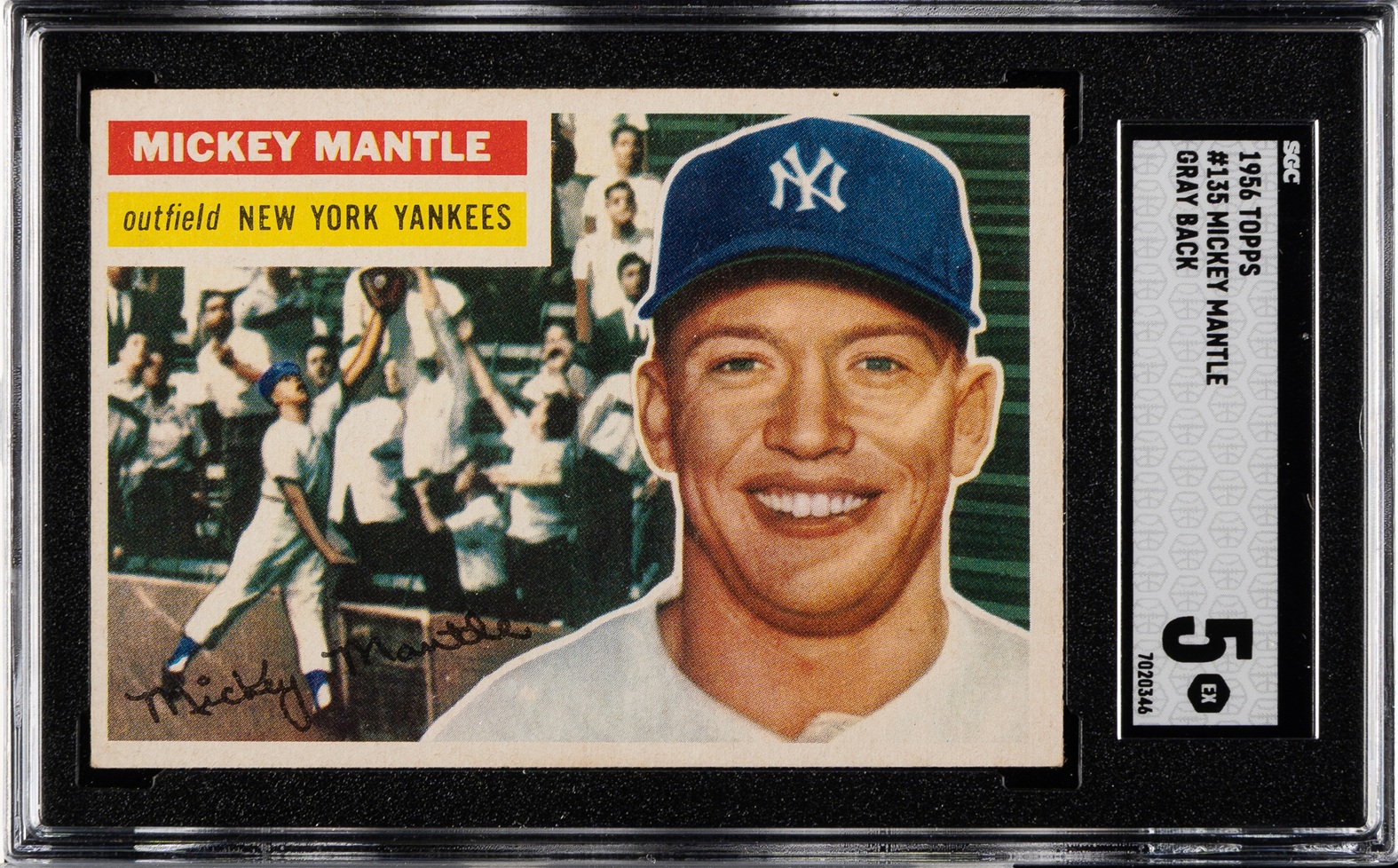 1956 Topps #135 Mickey Mantle Gray Back SGC EX 5 1956 Topps #135 Mickey Mantle Gray Back SGC EX 5