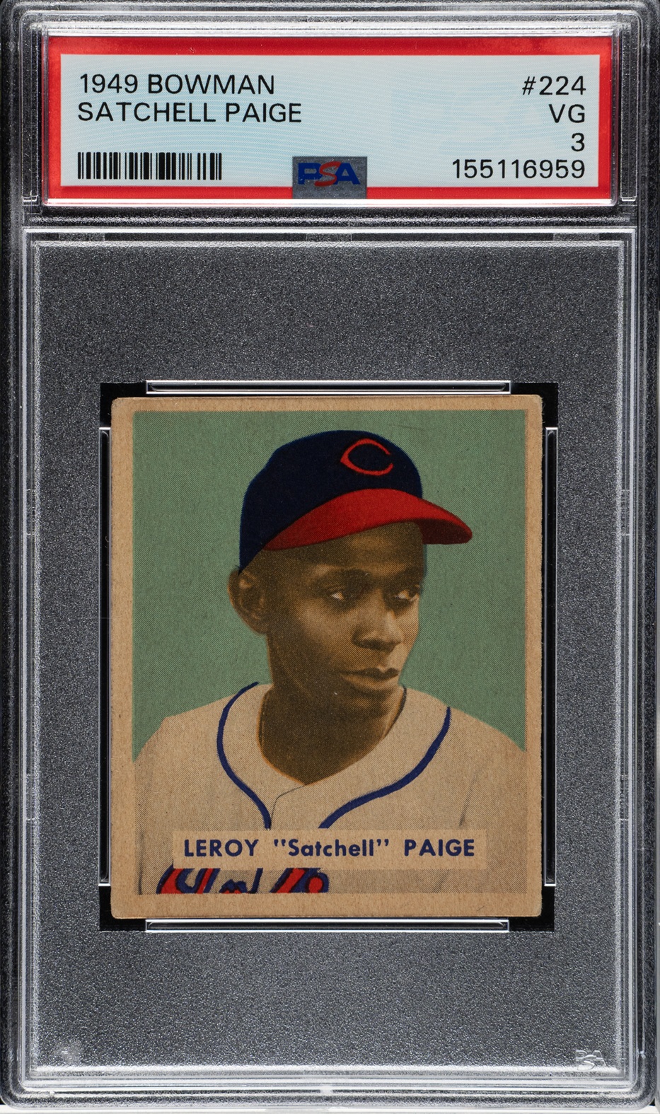 1949 Bowman #224 Satchel Paige PSA VG 3 1949 Bowman #224 Satchel Paige PSA VG 3