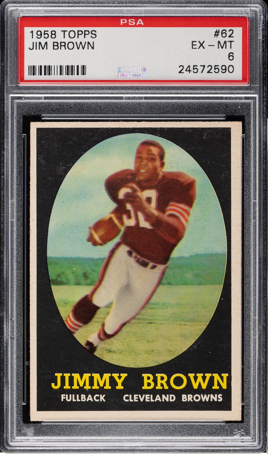 1958 Topps Football #62 Jim Brown Rookie PSA EX-MT 6 1958 Topps Football #62 Jim Brown Rookie PSA EX-MT 6