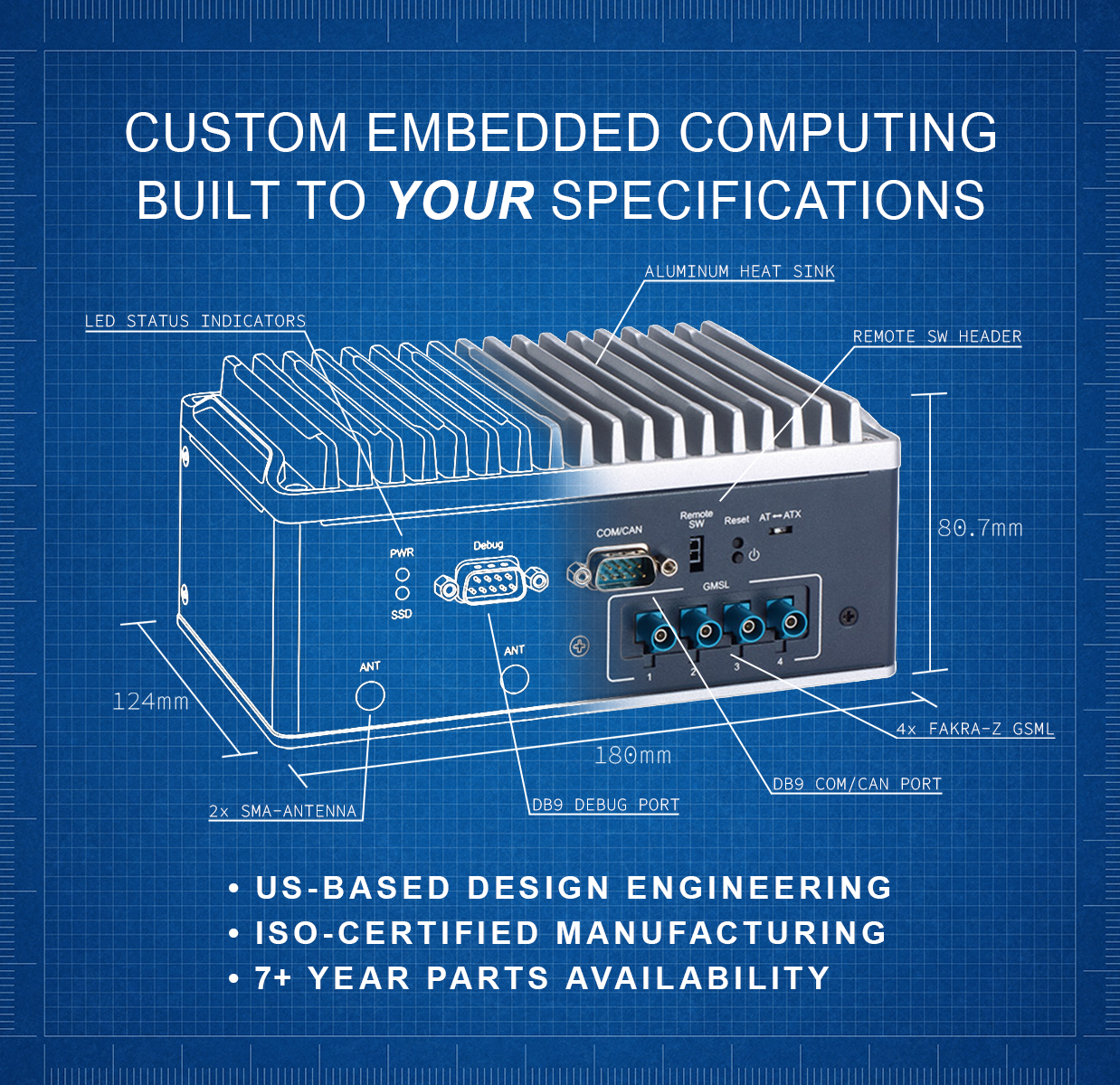 Axiomtek OEM/ODM Services: Custom Embedded Computing Built to Your Specifications. U.S.-Based Design Engineering, ISO-Certified Manufacturing, 7+ Year Parts Availability.