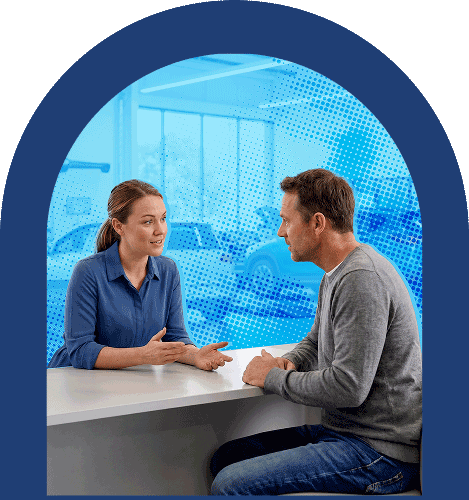 A service advisor speaking with a customer