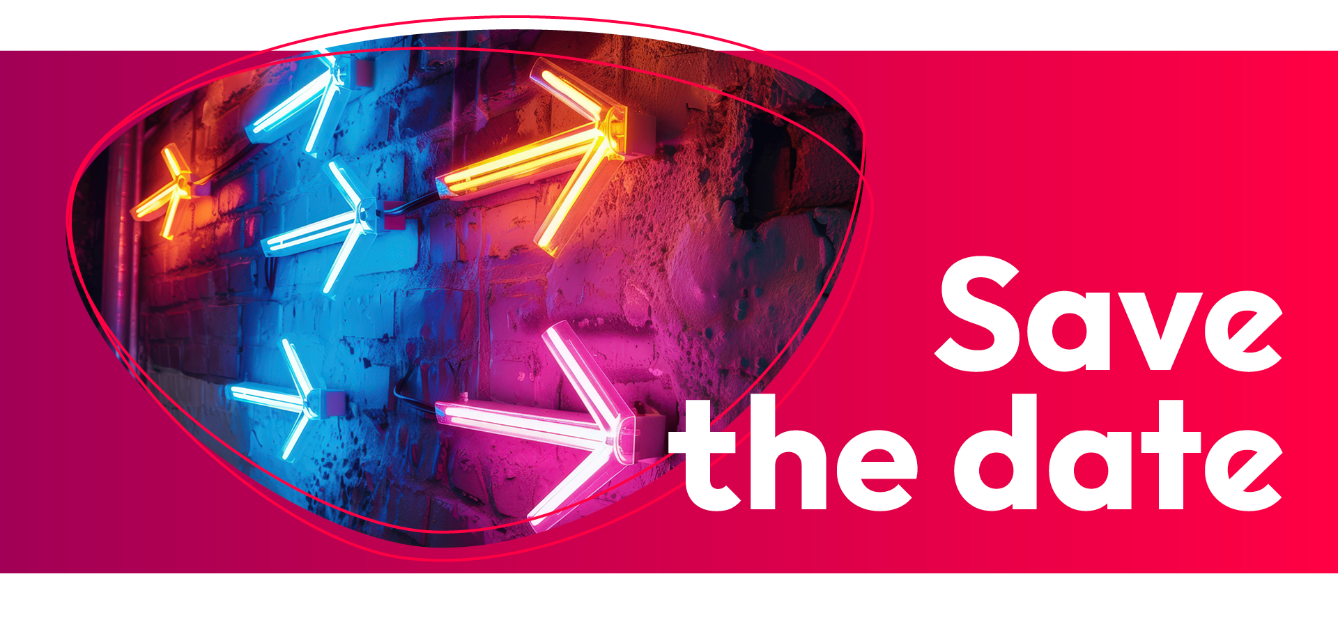 Rosa Form mit Wackelaugen. Daneben steht: „Save the date“.