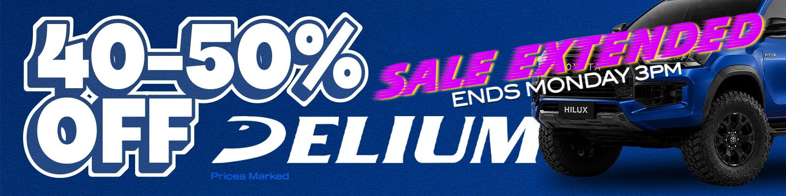 40-50% OFF DELIUM TYRES