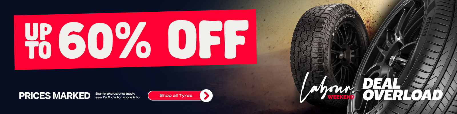 UP TO 60% OFF TYRES