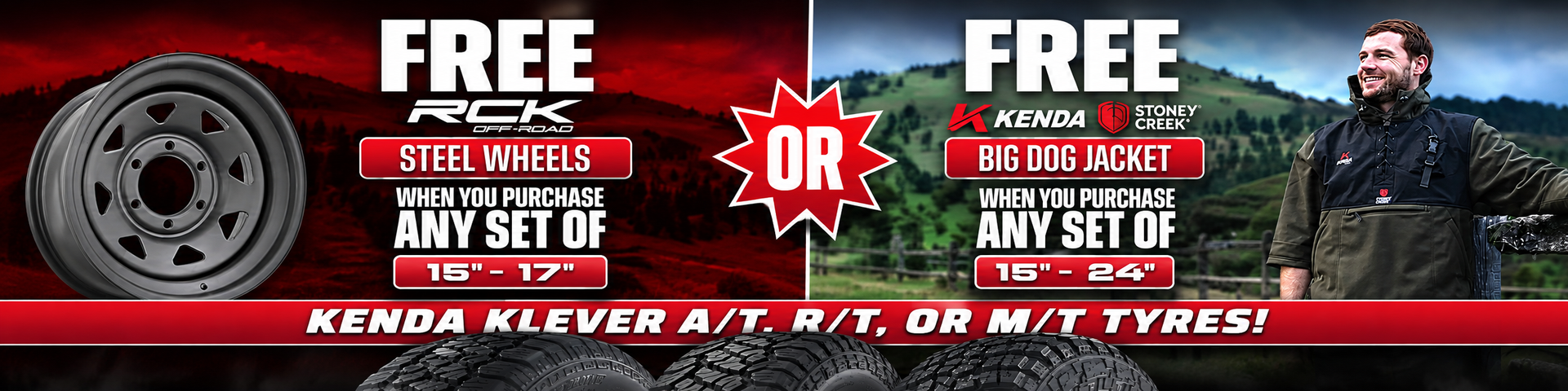 Kenda Klever offer: free steel wheels or Stoney Creek jacket. Check the linked offer for terms.