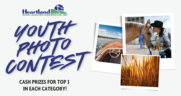 Youth Photo Contest; Cash prizes for top 3 in each category.