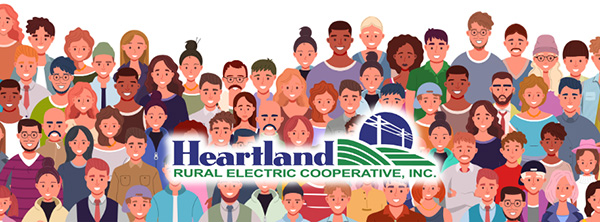 Illustration of large crowd of people and the Heartland REC logo.
