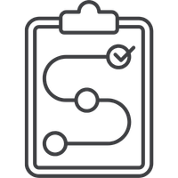 a clipboard with a path and check mark