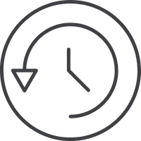 a clock with a arrow pointing down