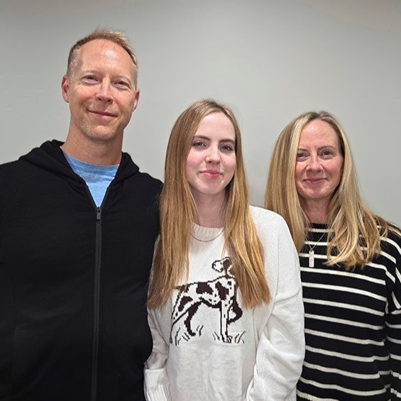 Chad Gray (left) with his daughter, Lillian (center) and wife, Rebecca (right)