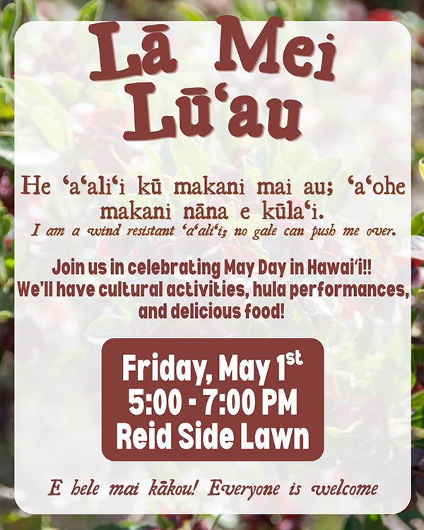 A brown and white text-based Lā Mei event flyer