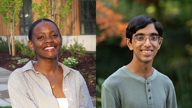Portraits of Ruth Iiyambo (left) and Ishaan Swami (right)