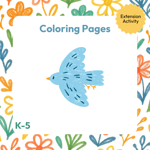 a coloring book with a bird