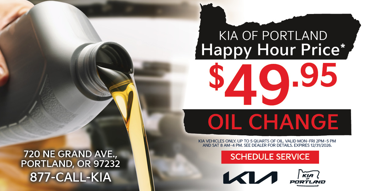 Service Happy Hour oil change pricing details at Kia of Portland