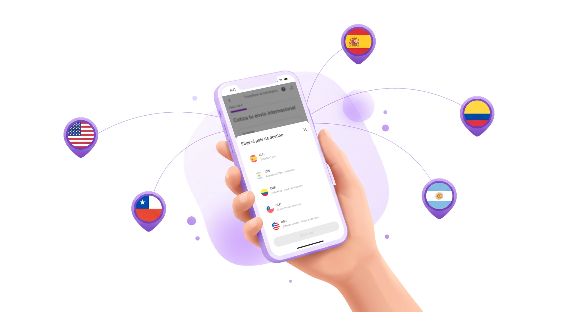 App Ligo mostrando el flujo de envío de remesas