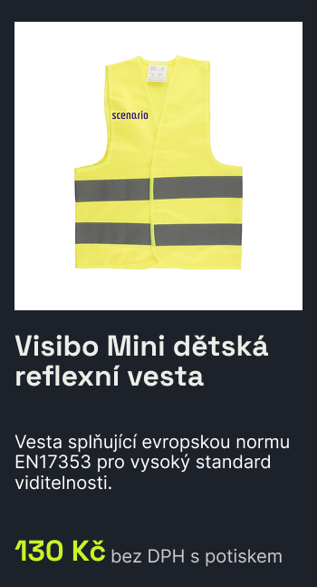 Visibo Mini dětská reflexní vesta / Vesta splňující evropskou normu EN17353 pro vysoký standard viditelnosti. / 130Kč bez DPH s potiskem