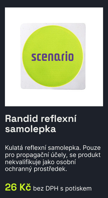 Randid reflexní samolepka / Kulatá reflexní samolepka. Pouze pro propagační účely, se produkt nekvalifikuje jako osobní ochranný prostředek. / 26Kč bez DPH s potiskem